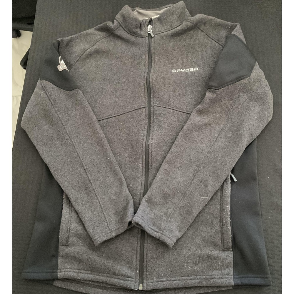 Spyder Jacket Mens Large Gray Fleece Full Zip Colorblock Ski Hiking Outdoor
